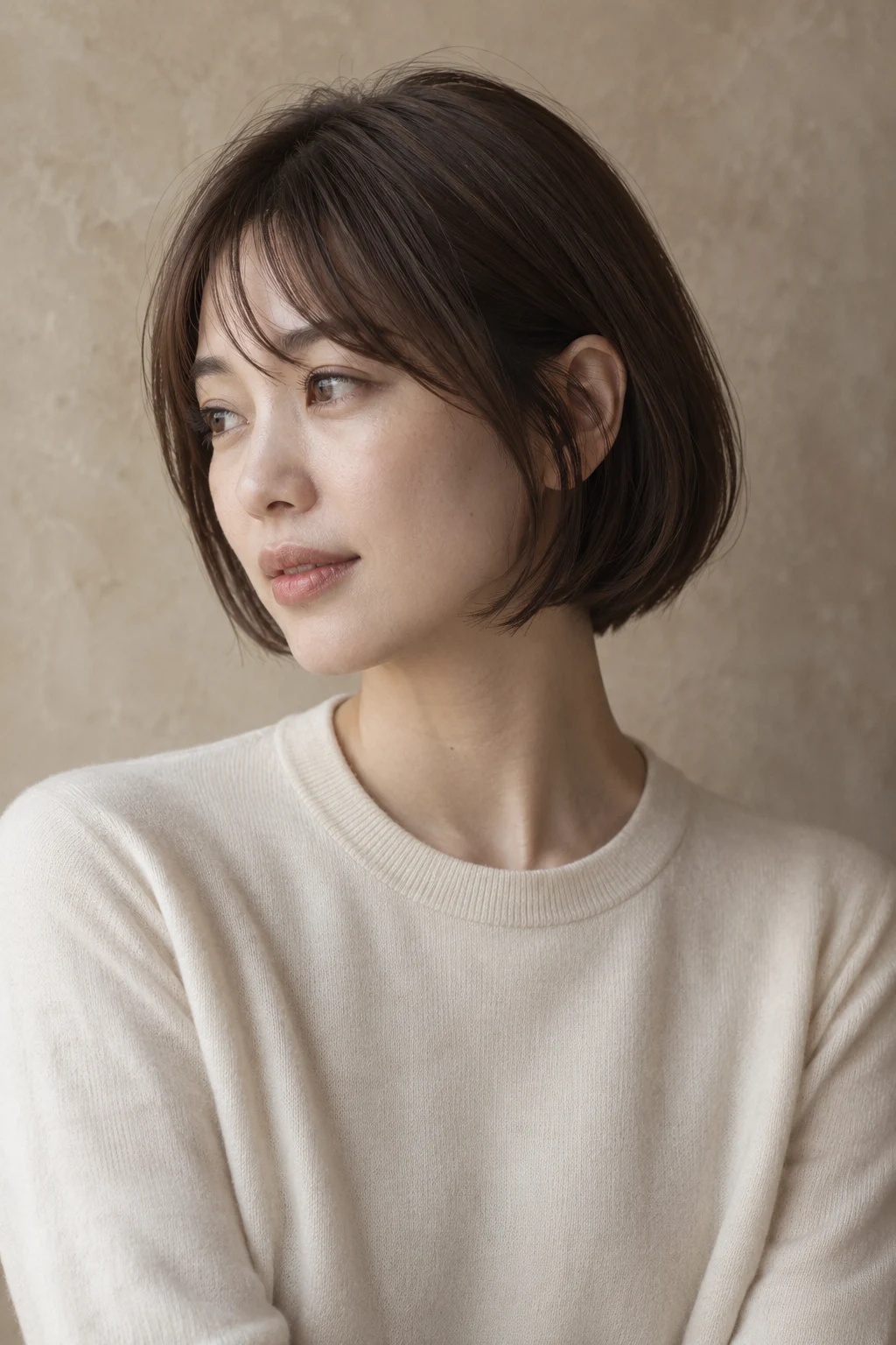 輪郭になじむ、端正なボブの生成イメージ