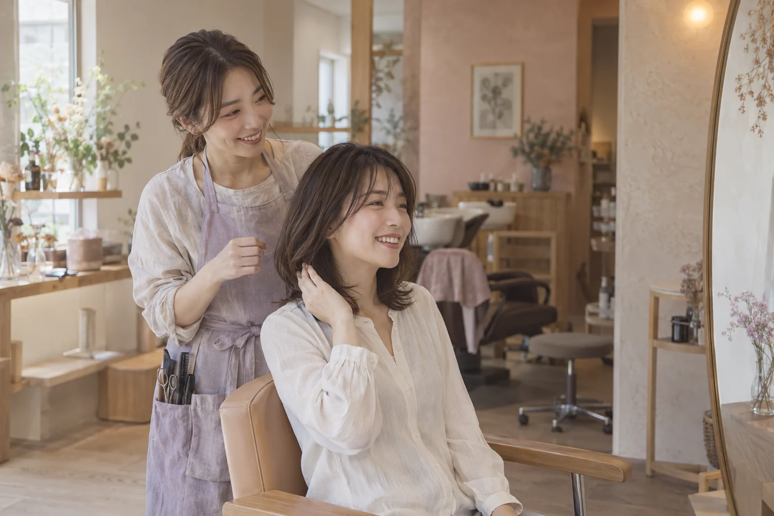 相談しながら髪の希望を整理するカウンセリングの生成イメージ